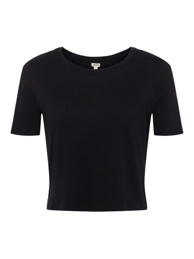 L Agence Donna Cotton Cropped Tee In Black