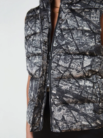 L'agence Rae Puffer Vest In Black/ecru Map Of Paris