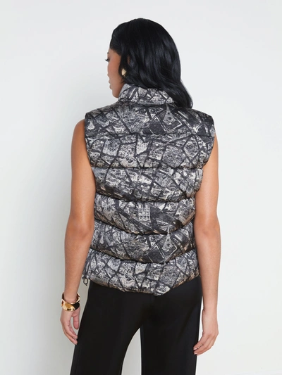 Shop L Agence Rae Puffer Vest In Black/ecru Map Of Paris