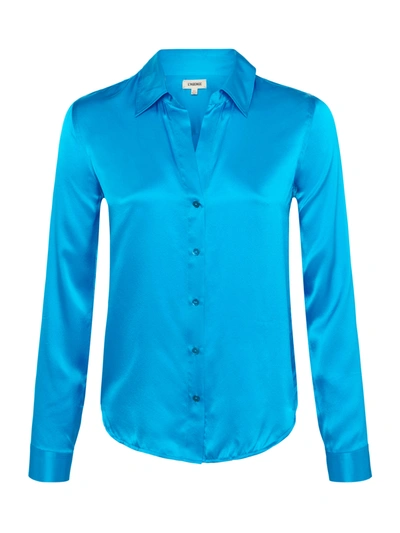 Shop L Agence Tyler Silk Blouse In Caribbean Blue