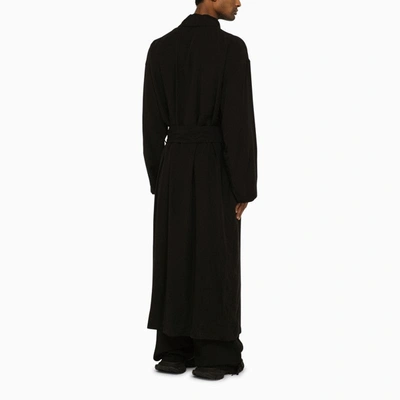 Shop Balenciaga Black Single-breasted Belted Coat Men
