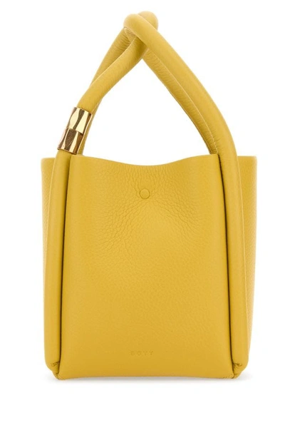 Shop Boyy Woman Mustard Leather Lotus 12 Handbag In Yellow
