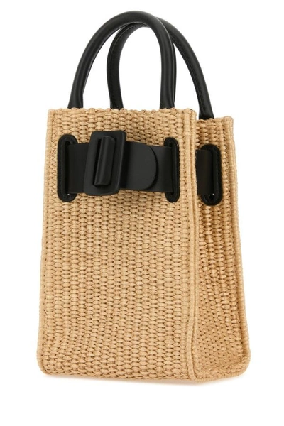 Boyy Raffia Bobby Tourist Epsom Handbag In Brown