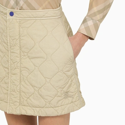 Shop Burberry Beige Quilted Nylon Miniskirt Women In Cream