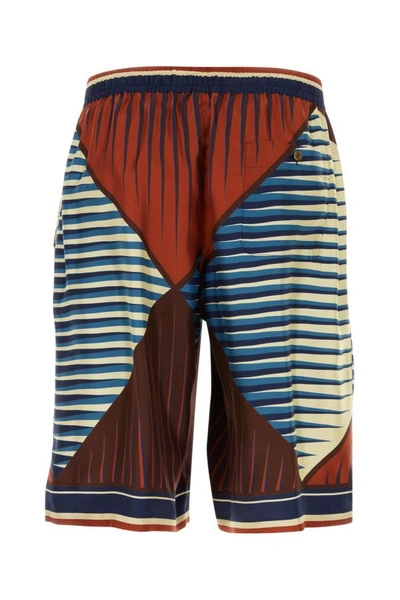 Shop Dolce & Gabbana Man Printed Satin Bermuda Shorts In Multicolor