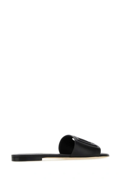 Shop Dolce & Gabbana Woman Black Nappa Leather Slippers
