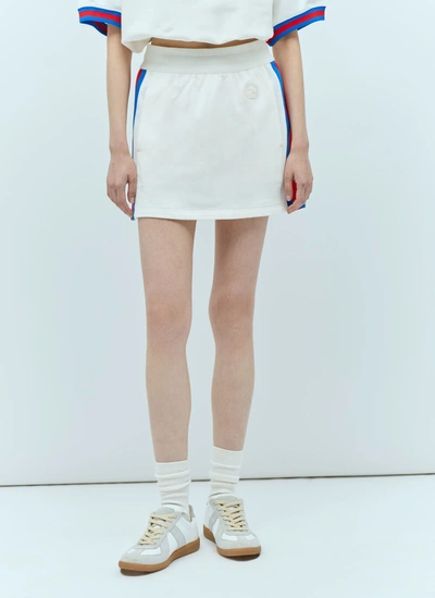 Shop Gucci Women Jersey Mini Skirt With Web Stripe In White
