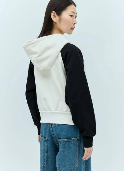 Shop Gucci Women Logo Applique Hooded Sweatshirt In White