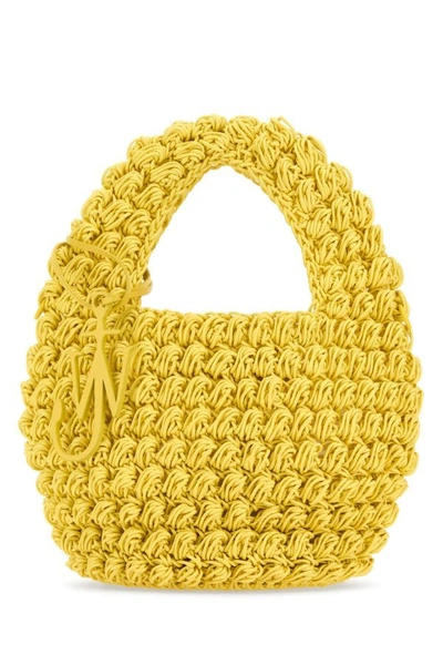 Shop Jw Anderson Woman Yellow Knit Popcorn Shopping Bag