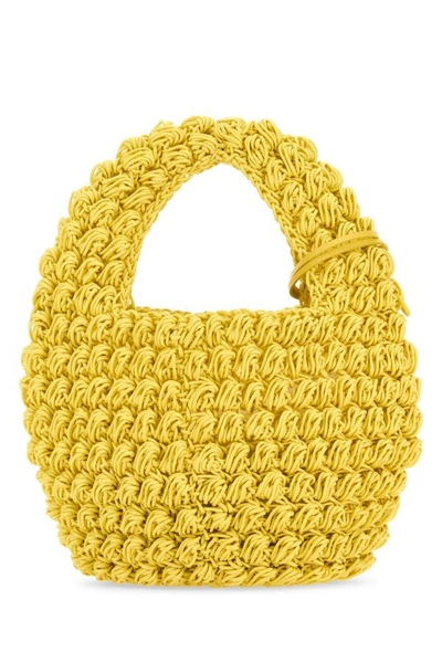 Shop Jw Anderson Woman Yellow Knit Popcorn Shopping Bag