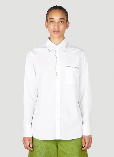 Shop Marni Women Logo Embroidery Shirt In White