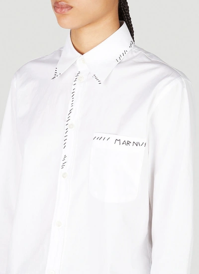 Shop Marni Women Logo Embroidery Shirt In White