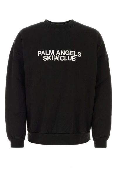 Shop Palm Angels Man Black Cotton Oversize Sweatshirt