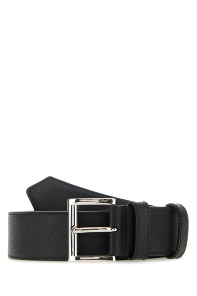 Shop Prada Man Black Leather Belt