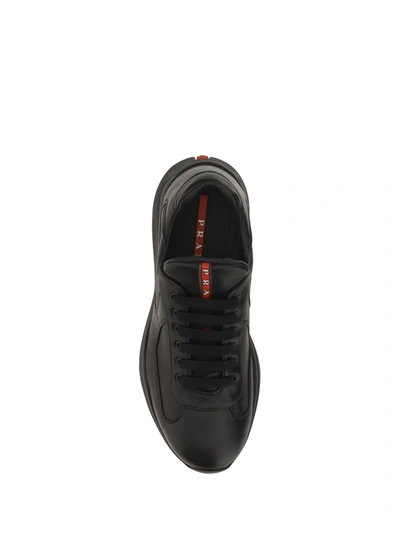 Shop Prada Men New American's Cup Sneakers In Black