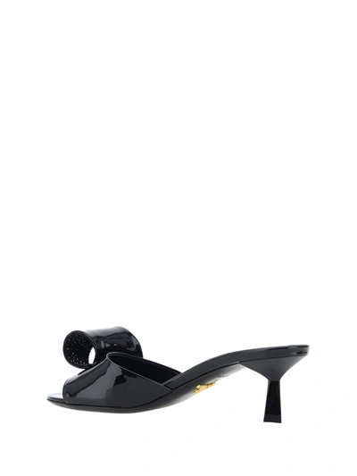 Shop Prada Women Bow Sandals In Black