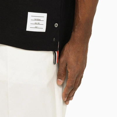 Shop Thom Browne Short-sleeved Navy Polo Shirt With Patch Men In Blue