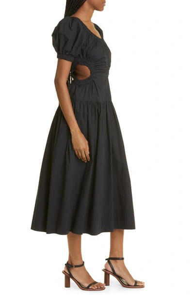 Shop Ulla Johnson Golda Side Cutout Cotton Dress In Noir