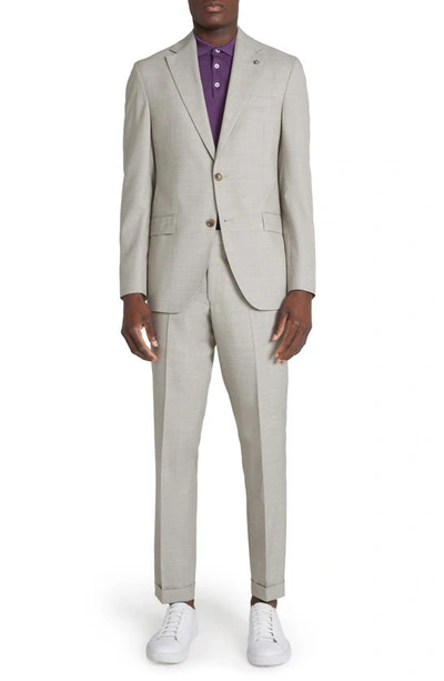 Jack Victor Midland Mélange Wool Suit In Taupe
