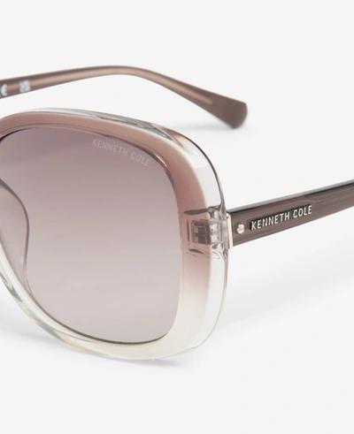 Shop Kenneth Cole Ultem Oversized Square Sunglasses In Light Brown