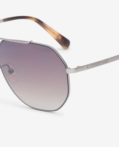 Shop Kenneth Cole Metal Aviator Sunglasses In Ruthenium