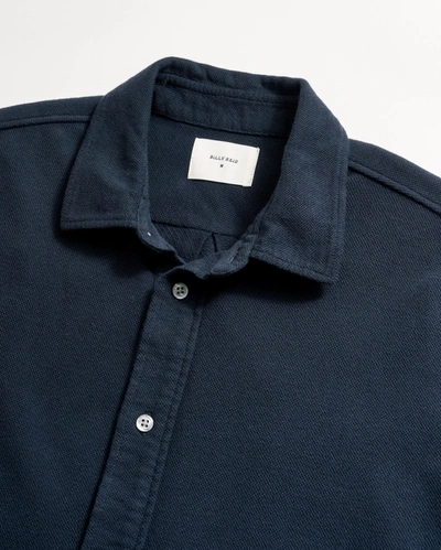 Billy Reid Long Sleeve Knit Yellowhammer Shirt In Carbon Blue