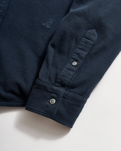 Billy Reid Long Sleeve Knit Yellowhammer Shirt In Carbon Blue