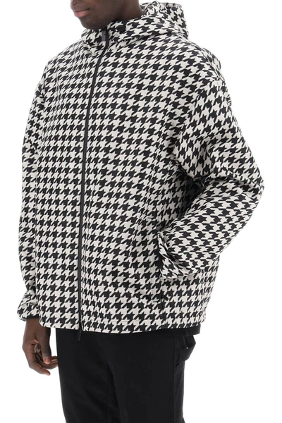 Shop Burberry Houndstooth Windbreaker Jacket In Multicolor