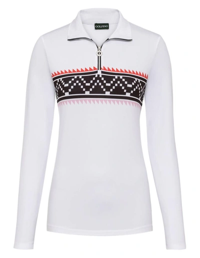 Shop Golfino Norwegian Pitch Troyer Sweater In White