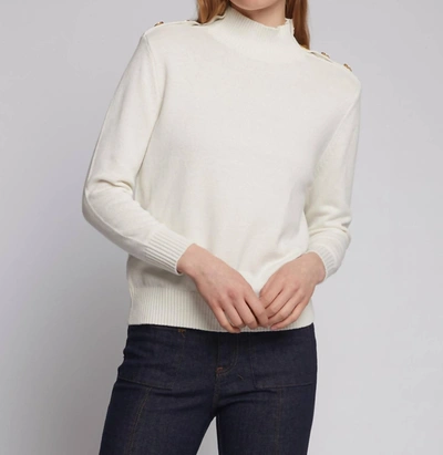Shop Vilagallo Buttons Turtleneck Sweater In Ecru In White