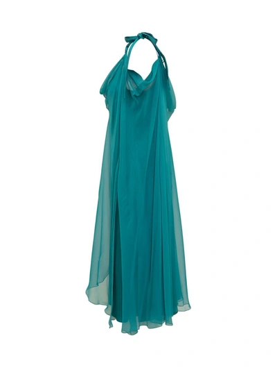 Shop Alberta Ferretti Silk Chiffon Dress In Blue