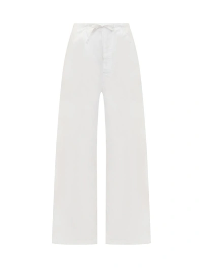 Darkpark Cotton Trousers With Drawstring And Wide Leg In White