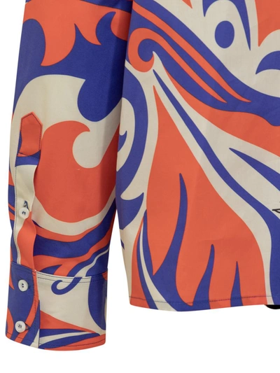 Dsquared2 Abstract Patterned Woodstock Shirt With Open Work Detail In Multicolor