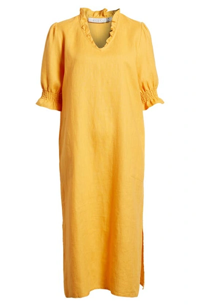 Shop Masai Copenhagen Nydela Linen Shift Dress In Butterscotch