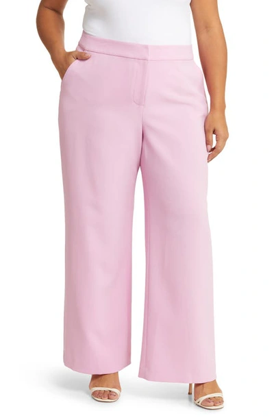 Shop Tahari Wide Leg Crepe Pants In Pink Macaroon