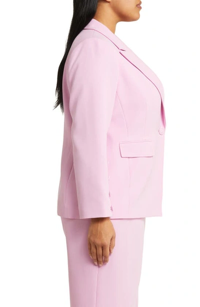 Shop Tahari One-button Crepe Blazer In Pink Macaroon
