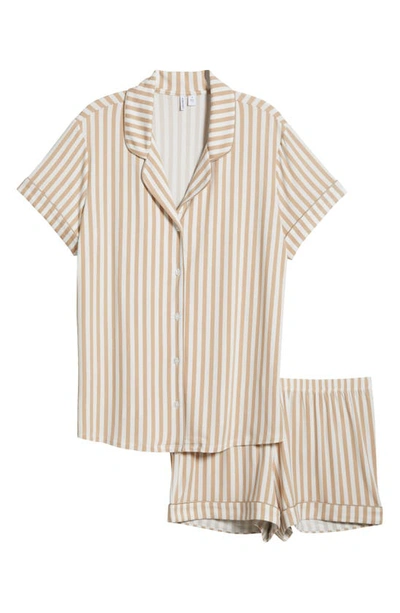 Shop Nordstrom Moonlight Short Pajamas In Beige Hummus Skinny Stripe