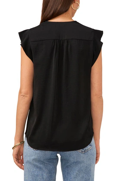 Shop Vince Camuto Ruffle Sleeve Satin Top In Rich Black