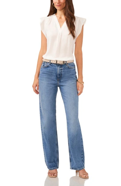 Vince Camuto Ruffle Sleeve Satin Top In New Ivory
