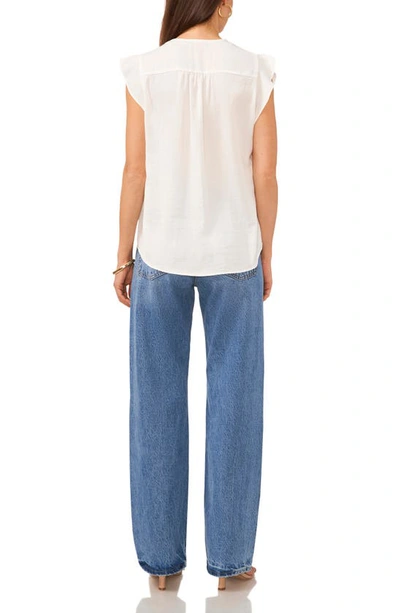 Vince Camuto Ruffle Sleeve Satin Top In New Ivory