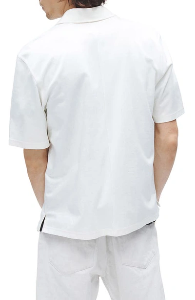 Shop Rag & Bone Dalton Short Sleeve Cotton Blend Knit Button-up Shirt In Ivory