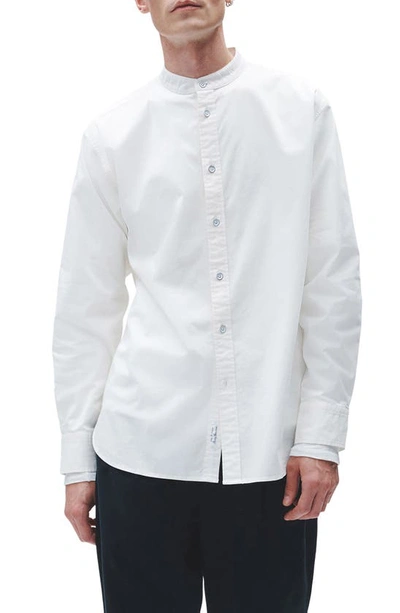 Shop Rag & Bone Landon Band Collar Stretch Cotton Button-up Shirt In Marsh