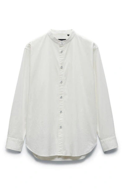 Shop Rag & Bone Landon Band Collar Stretch Cotton Button-up Shirt In Marsh