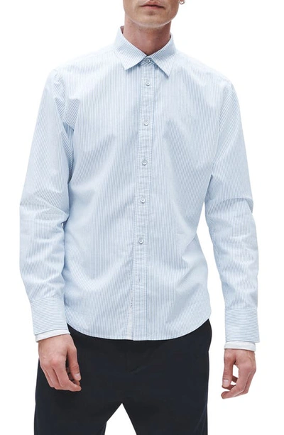 Shop Rag & Bone Tomlin Stripe Cotton Button-up Shirt In Ltblue Str