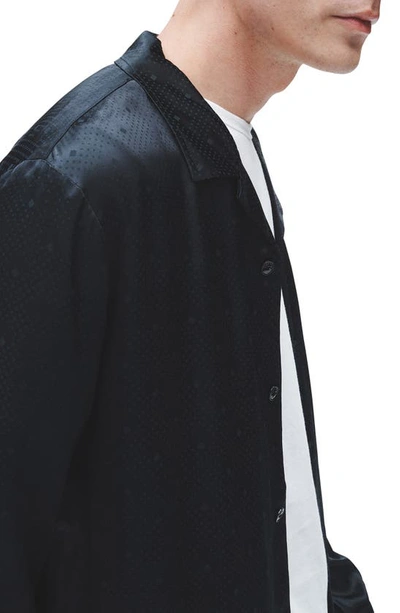 Shop Rag & Bone Avery Geo Jacquard Satin Button-up Shirt In Black Geo