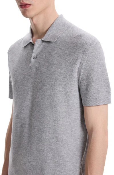Shop Theory Goris Lightweight Knit Polo Shirt In Light Grey Heather
