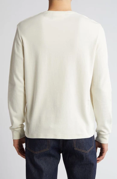 Frame Duo Fold Long Sleeve Cotton T-shirt In White Canvas