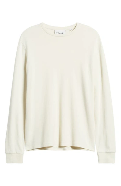 Frame Duo Fold Long Sleeve Cotton T-shirt In White Canvas