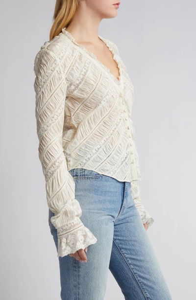 Shop Loveshackfancy Tandra Lace & Eyelet Detail Long Sleeve Top In Antique White