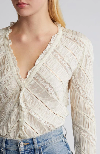 Shop Loveshackfancy Tandra Lace & Eyelet Detail Long Sleeve Top In Antique White